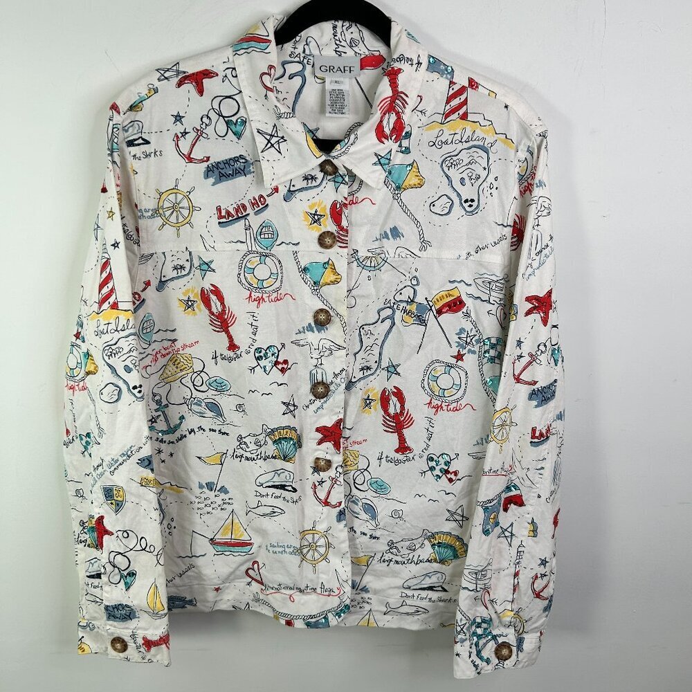 Graff Women's Button Up Beach Style Jacket Size XL